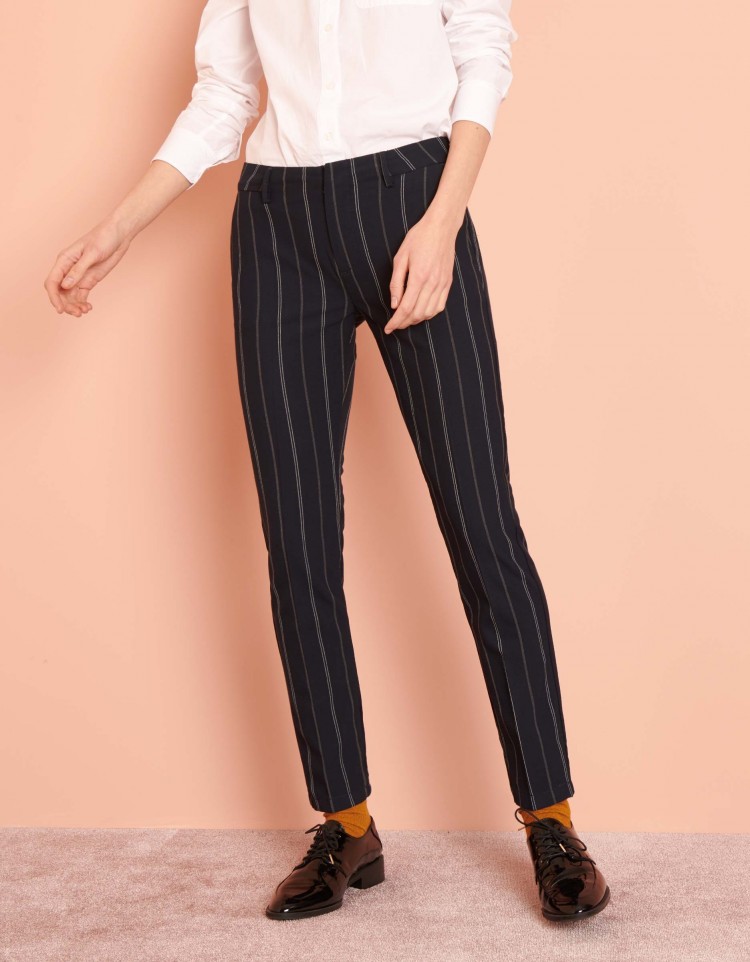 Striped Dress Shirt with Striped Cigarette Pants