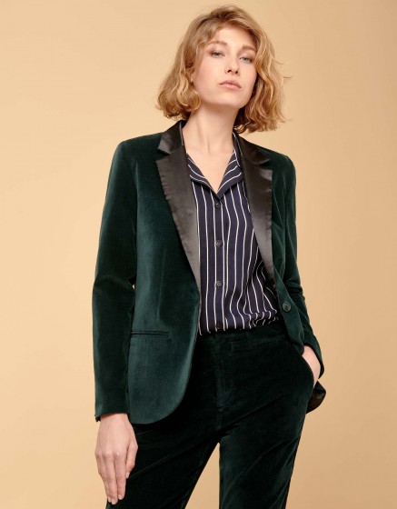 mango green velvet blazer