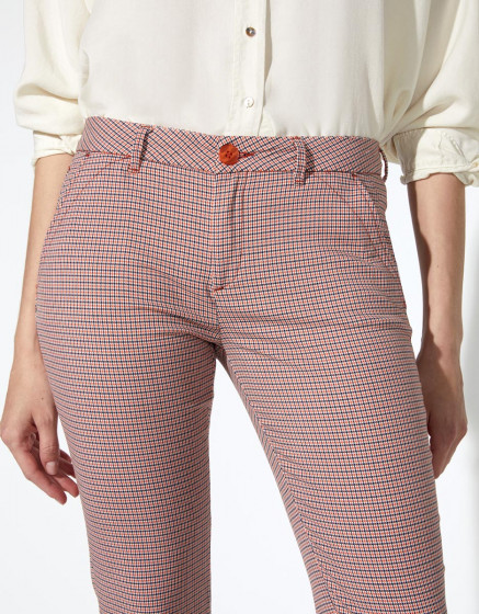 Pantalon chino Sandy Fancy - ORANGE HOUNDSTOOTH