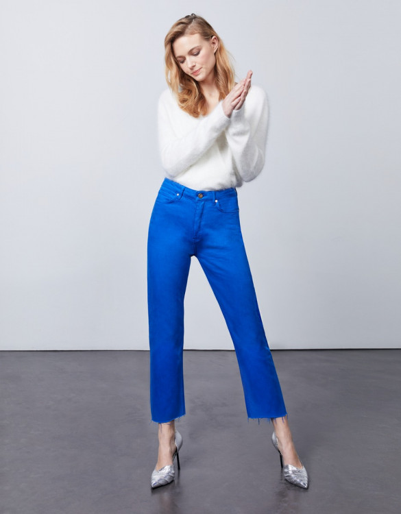 Jean taille haute cropped Milo Color - COBALT BLUE