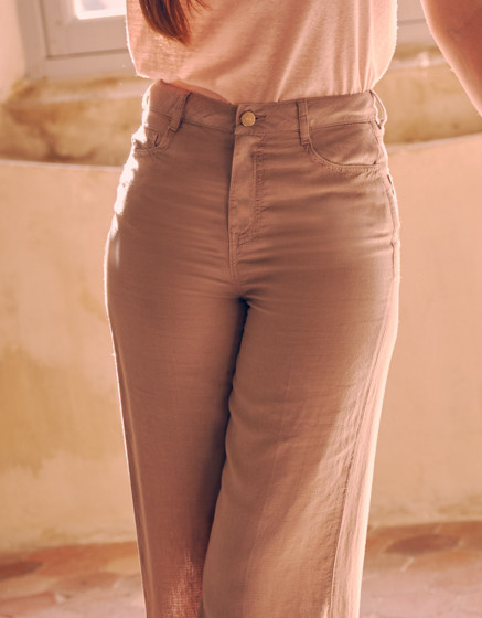 Pantalon wide Ellie Linen - STONE