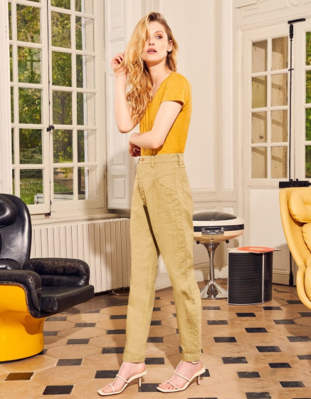 High waist trousers Nicola Color - MILITARY OLIVE
