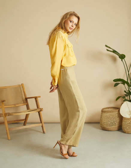 Wide trousers Felicity Linen - DESERT SAGE 