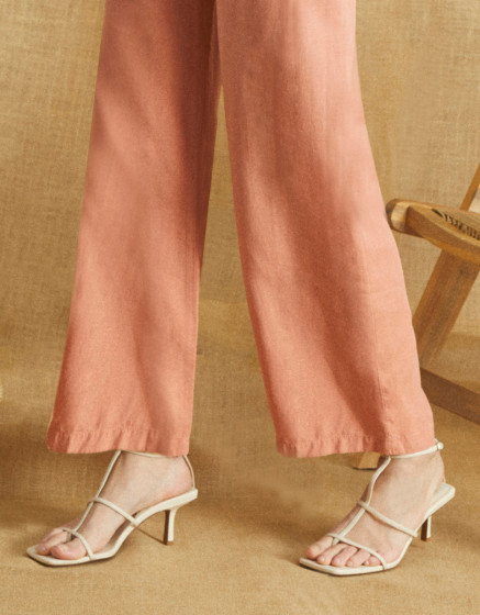 Pantalon wide Felicity Linen - CORAL HAZE