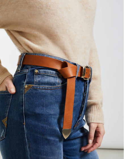 Leather belt Adelia - MILKY COFFEE