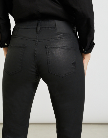 Pantalon boyfriend Nina Coated - BLACK