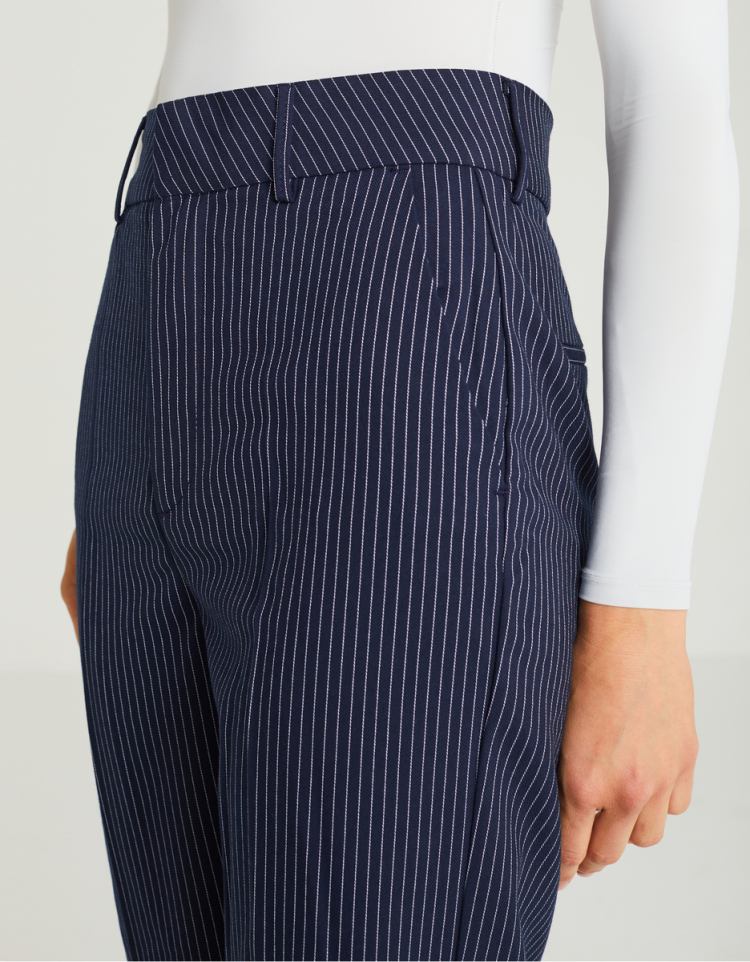 navy blue and white striped pants womens high waisted bow tie pants with  blue white striped paperb… | Fashion clothes women, Summer work outfits,  Work outfits women